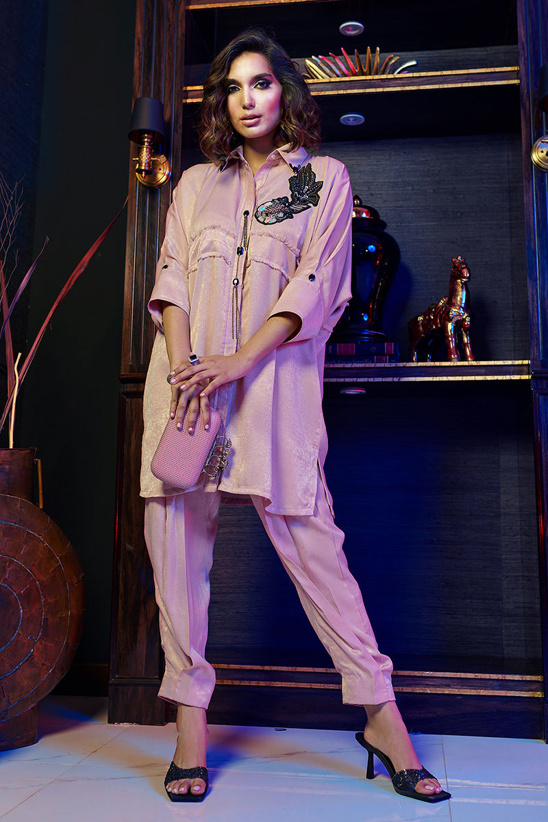 Wardha Saleem | Luxury Pret Fusion Wear | ZEN?????? SALMON PINK CO-ORD SET - House Of Anaya