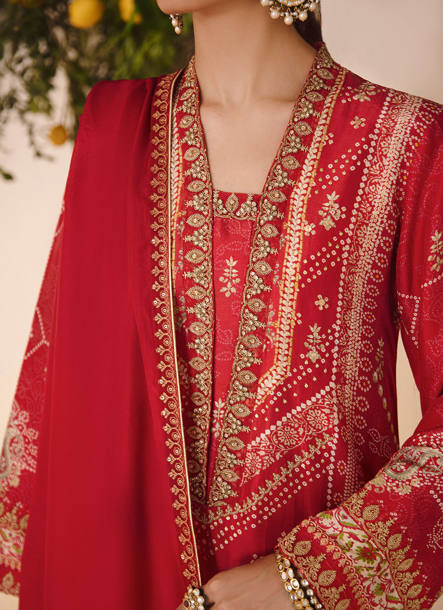 Farah Talib Aziz | Designer Picks 24 | ANEETA CRIMSON SHIRT AND DUPATTA