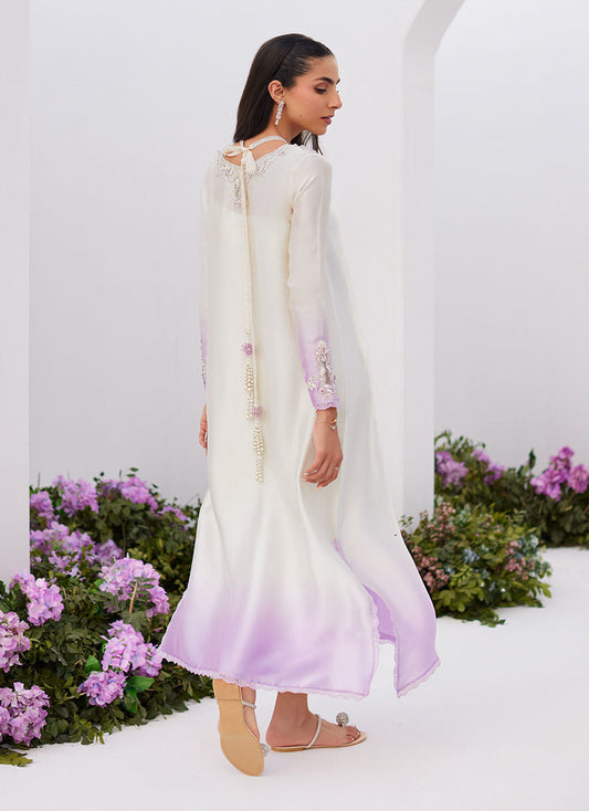 Farah Talib Aziz | Designer Picks 24 | LIQUE SILVER OMBRE EMBELLISHED KAFTAAN CUT SHIRT