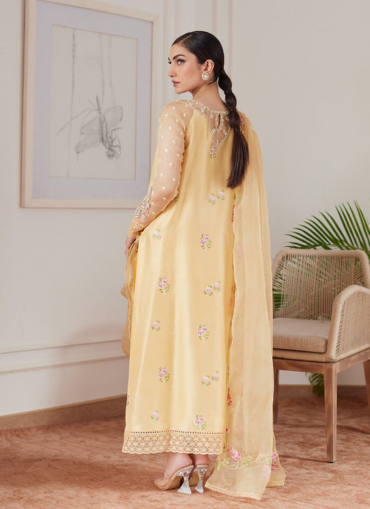 Farah Talib Aziz | Luna Eid Collection 24 | CYRILLA PALE YELLOW - House Of Anaya
