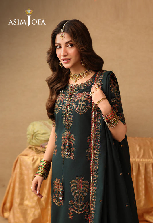 Asim Jofa | Kinza Festive Edit | AJULIF-06 Embroidered Paper Cotton Stitched 3 Pcs