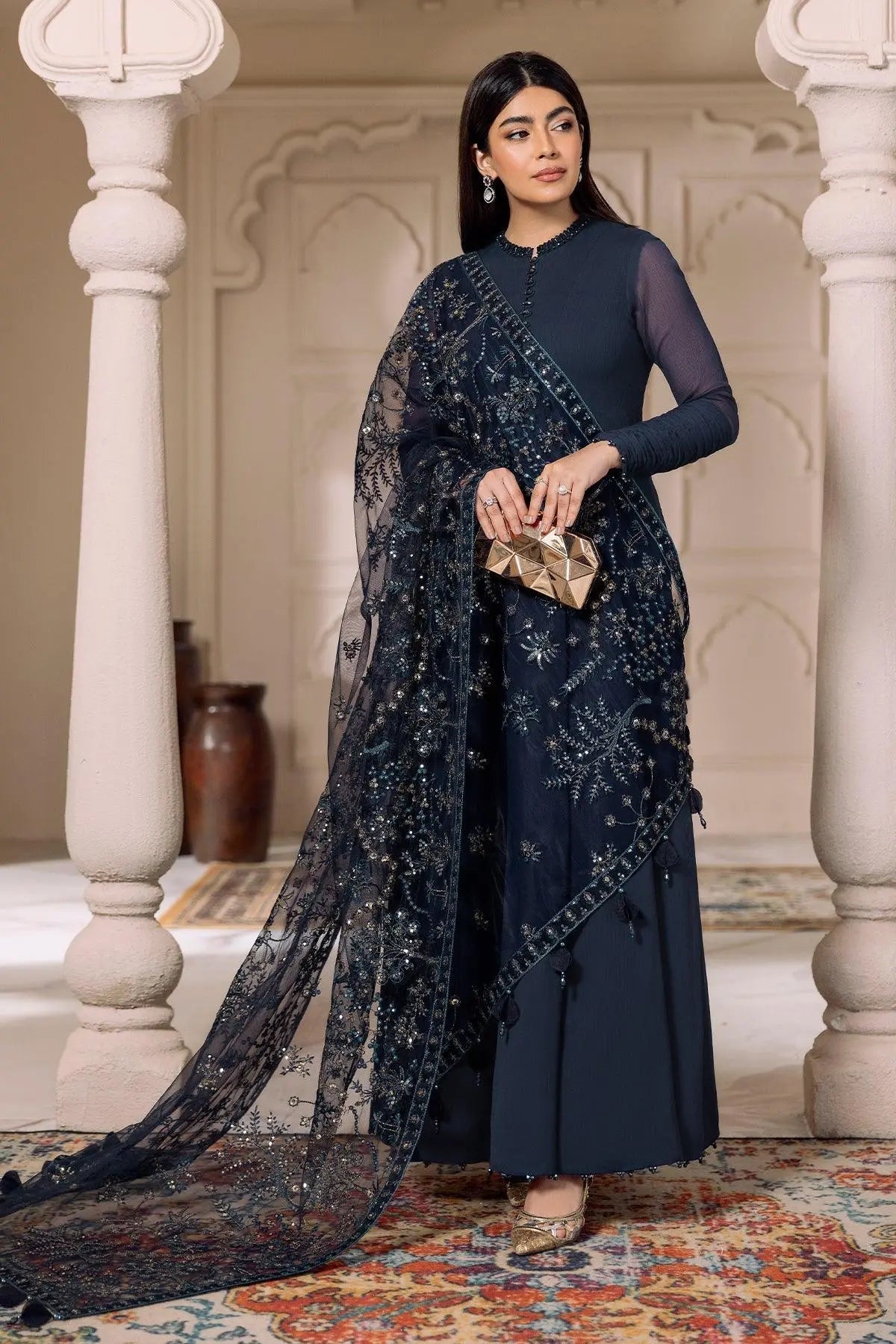 Alizeh | Ready to wear | Navy Blue 3 piece - RTW1012