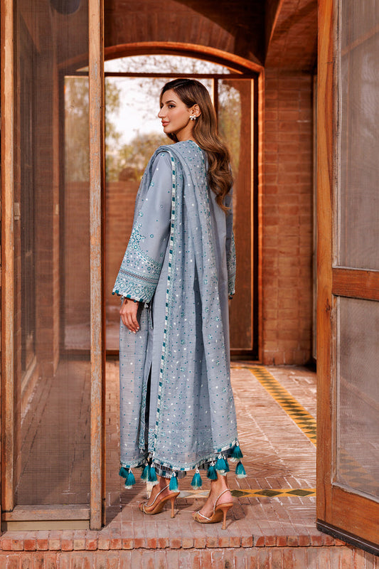 Farasha | Dastoor Embroidered Lawn SS24 | BERYL Black - House Of Anaya