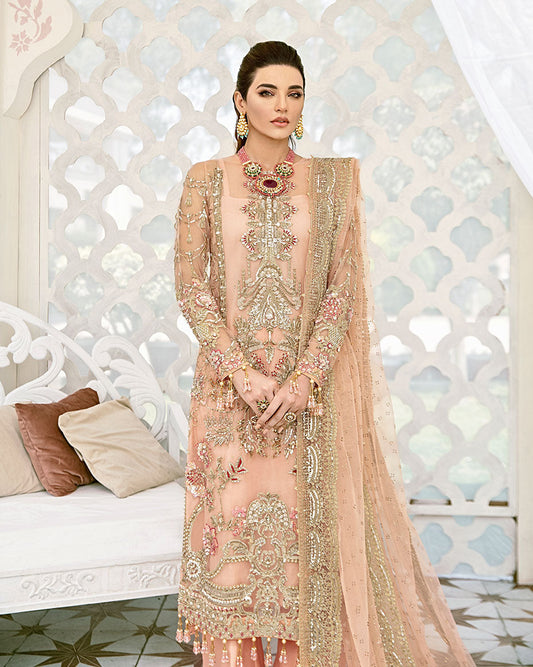 Gulaal | Wedding Formals | VOIR EMBROIDERED NET 3-PIECE SUIT WS-07 - FLEUR DE ROSE WEDDING FORMALS - House Of Anaya
