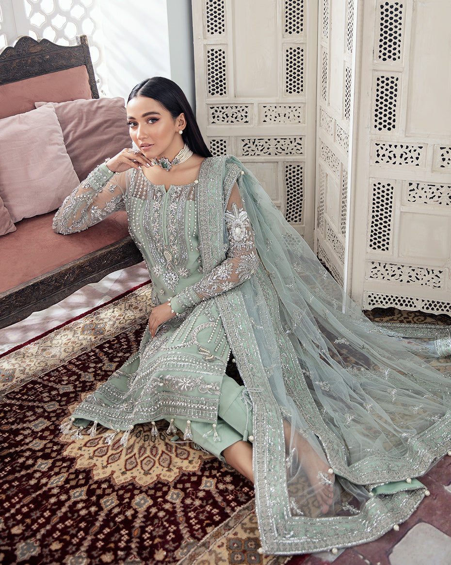 Gulaal | Wedding Formals | Zeba Embroidered Net 3-Piece Suit WS-21 - House Of Anaya
