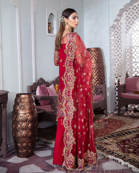 Gulaal | Wedding Formals | Tamanah Embroidered Net 3-Piece Suit WS-12 - House Of Anaya