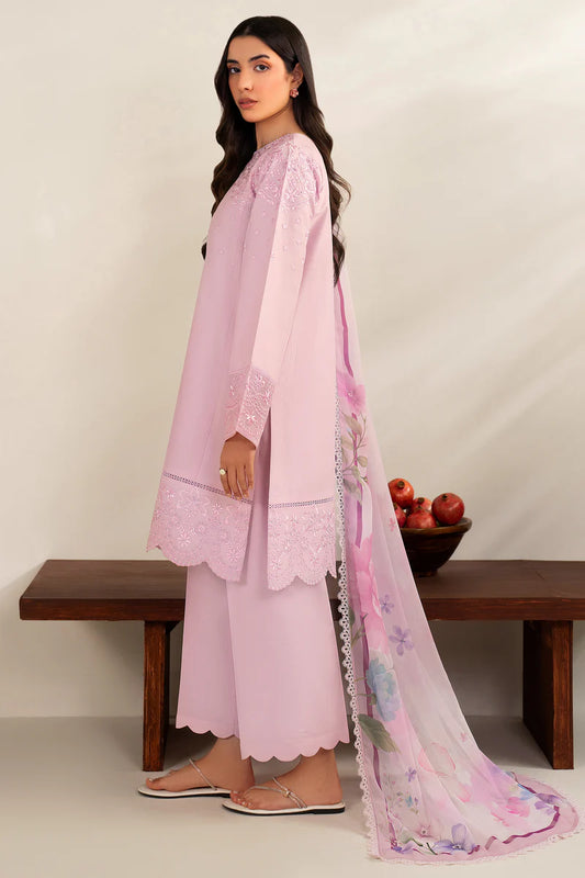 Farasha | Summer Weaves Embroidered lawn'26 | Cloud Pink