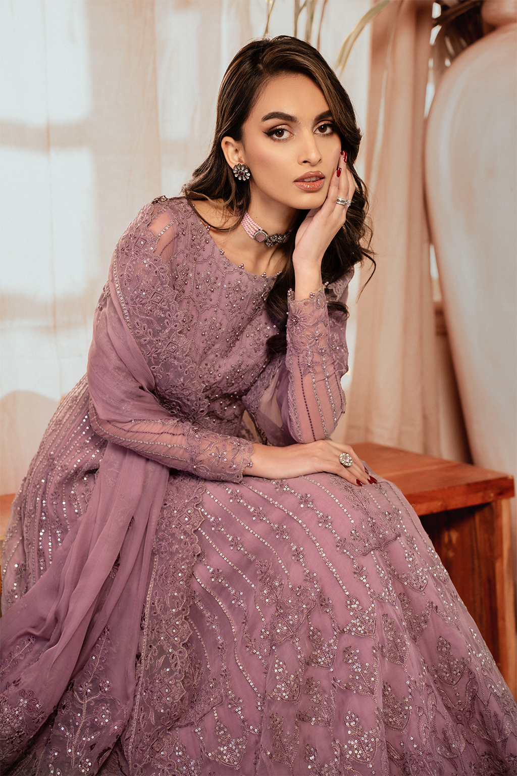 Iznik | Chiffon Kari | ICK-02 Embroidered Chiffon - House Of Anaya