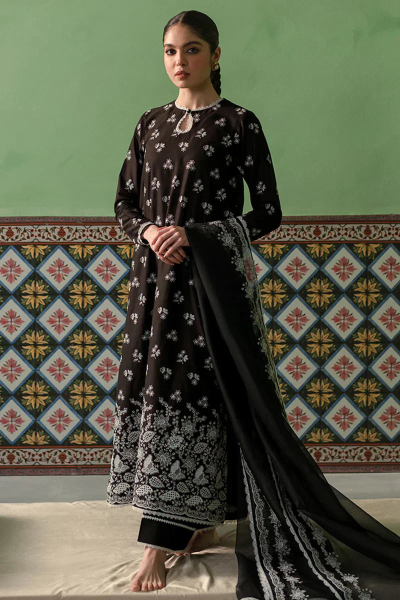 Cross Stitch | Chikankari Lawn | DUSKY SABLE - House Of Anaya