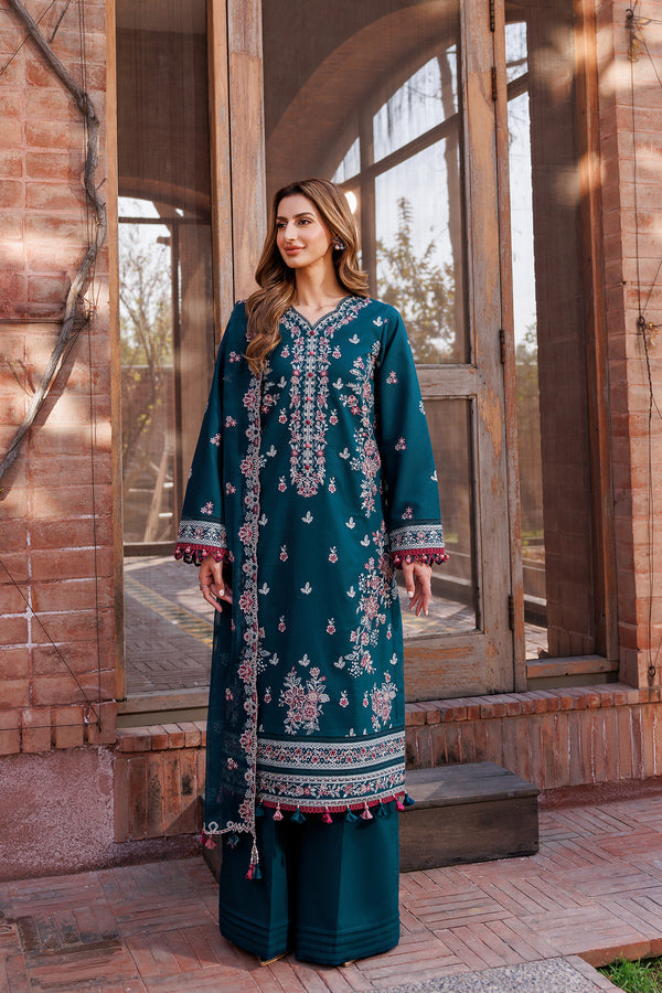 Farasha | Dastoor Embroidered Lawn SS24 | EMERALD CHARM - House Of Anaya