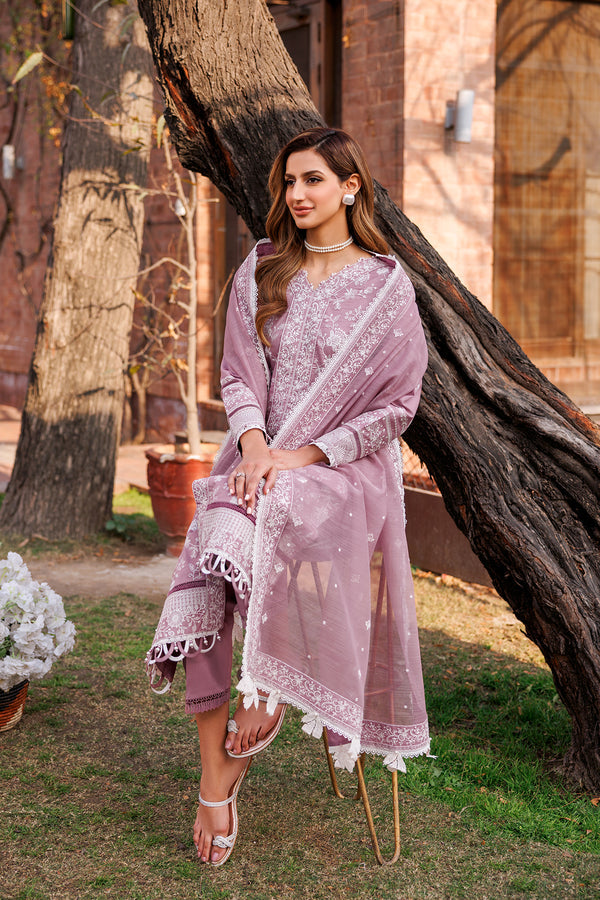 Farasha | Dastoor Embroidered Lawn SS24 | DAINTY LILAC - House Of Anaya