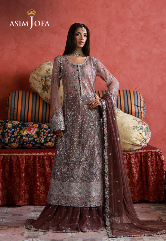 Asim Jofa | Ishq e Eid | AJULN-14 Embroidered Net 3 Pcs