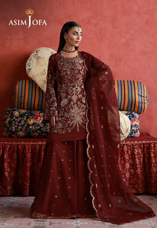 Asim Jofa | Ishq e Eid | AJULN-11 Embroidered Two Toned Cotton Silk 3 Pcs