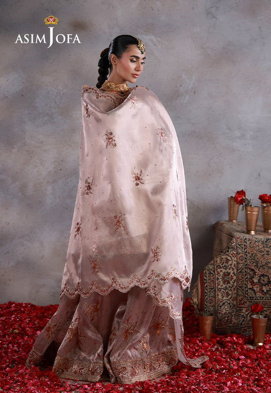 Asim Jofa | Ishq e Eid | AJULN-15 Embroidered Zari Tissue Net 3 Pcs