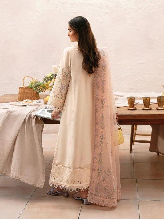Afrozeh Cascade Embroidered Luxury Lawn 3Pc Suit - Luna - House Of Anaya