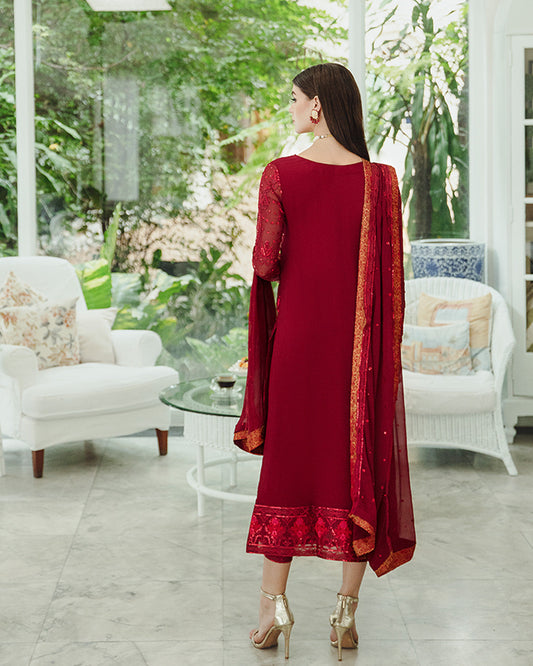 Maryum n Maria | Freesia Ariya Formals | SW23-506 - Crimson - Shadi - House Of Anaya