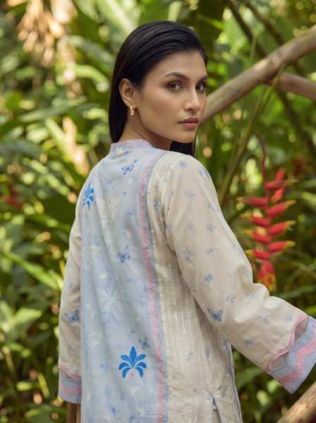 Dhanak | Casual Pret | SKY BLUE LAWN 2PCS EMBROIDERED KURTA WITH TROUSER