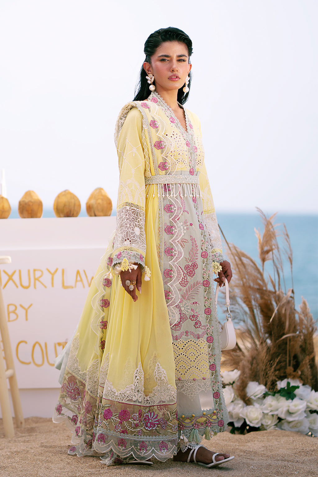 AJR Couture | Dastan Luxury Lawn 25 | Azure - House Of Anaya