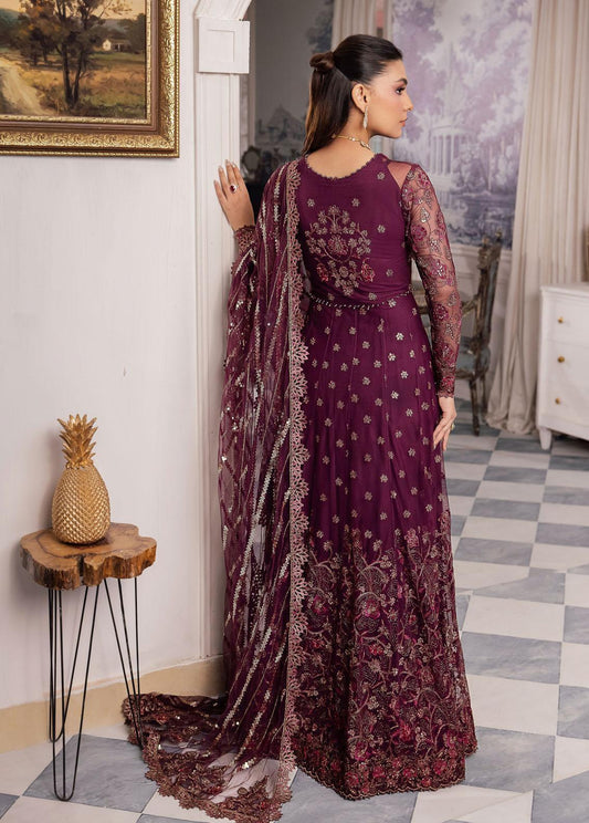 IZNIK Chinon Embroidered Net 3Pc Suit CC-37 Aida - House Of Anaya