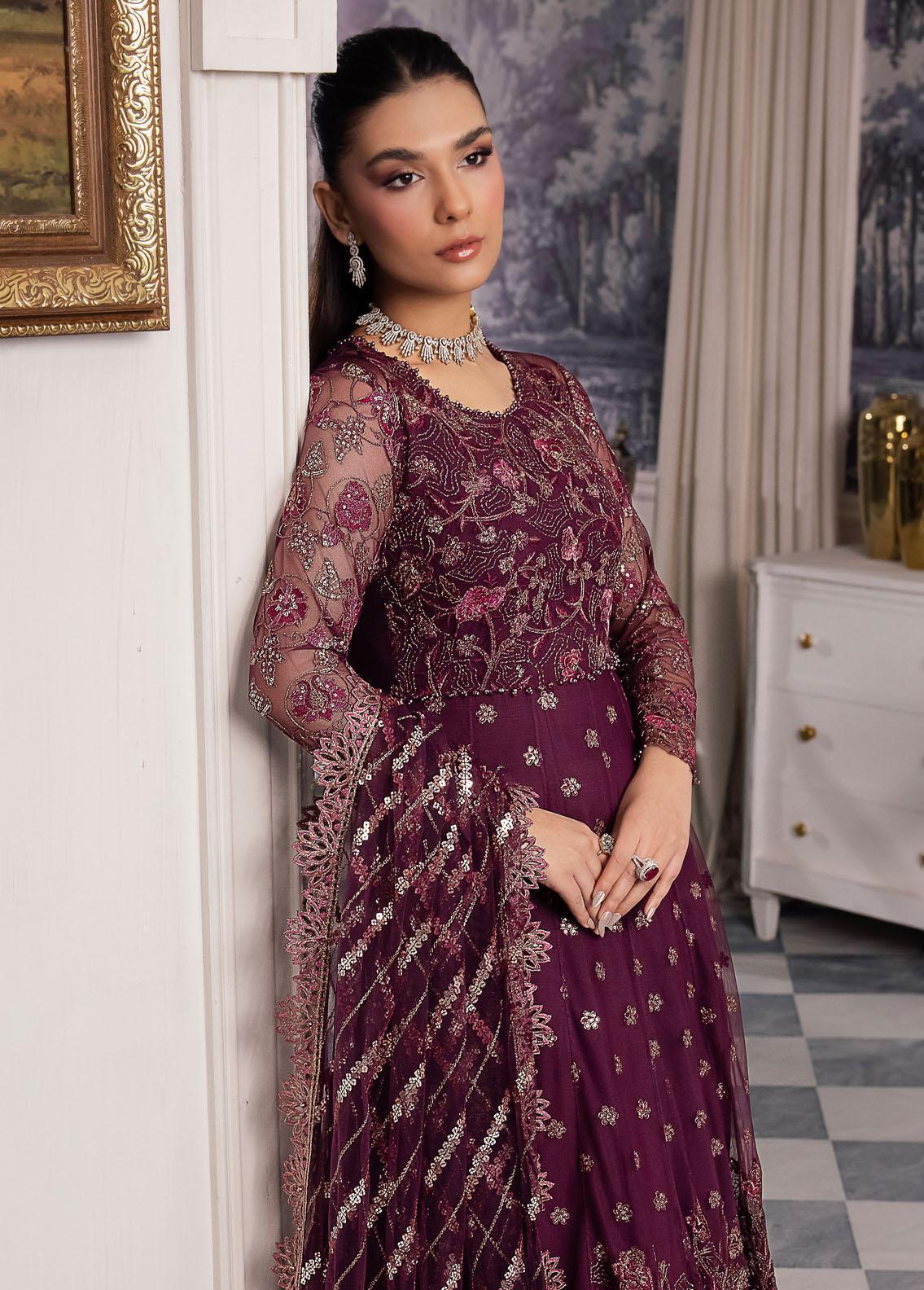 IZNIK Chinon Embroidered Net 3Pc Suit CC-37 Aida - House Of Anaya