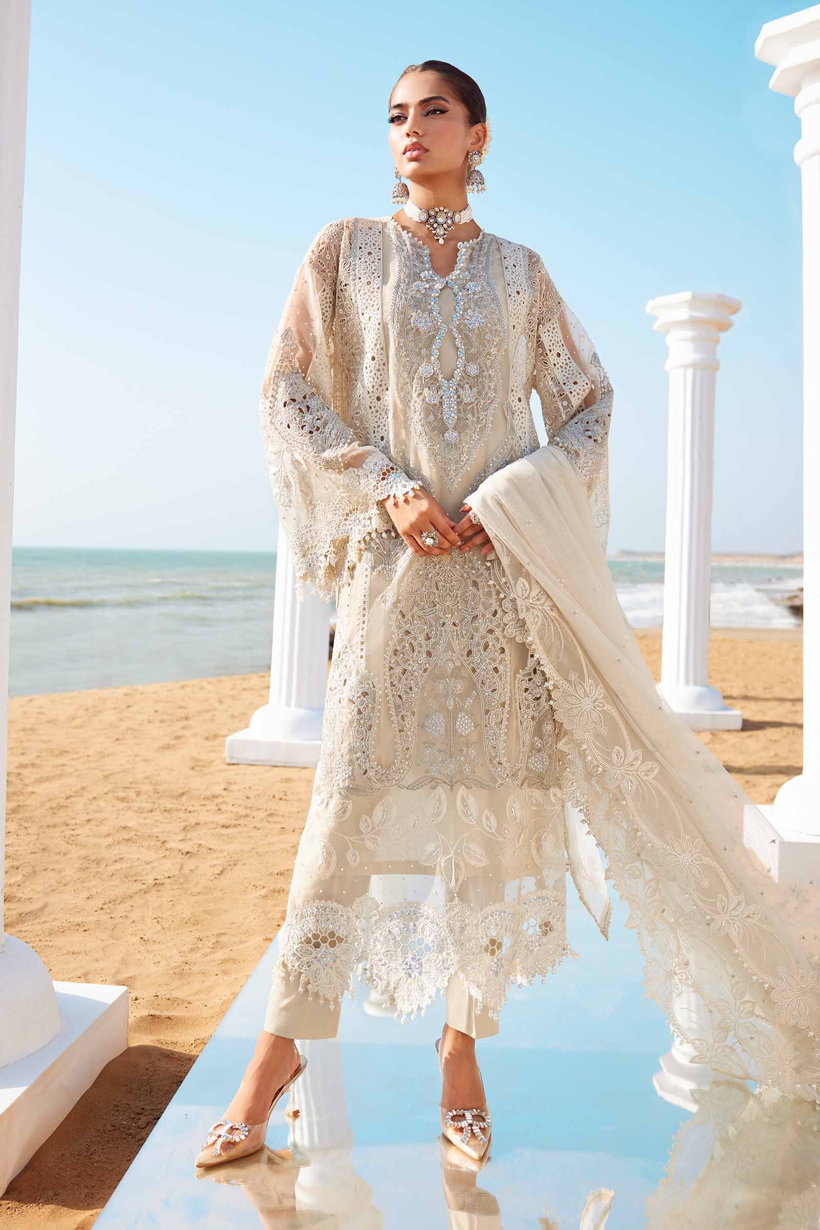 Maria B | Eid Collection 25 | 25-09 Custom Size / Ivory / Lawn