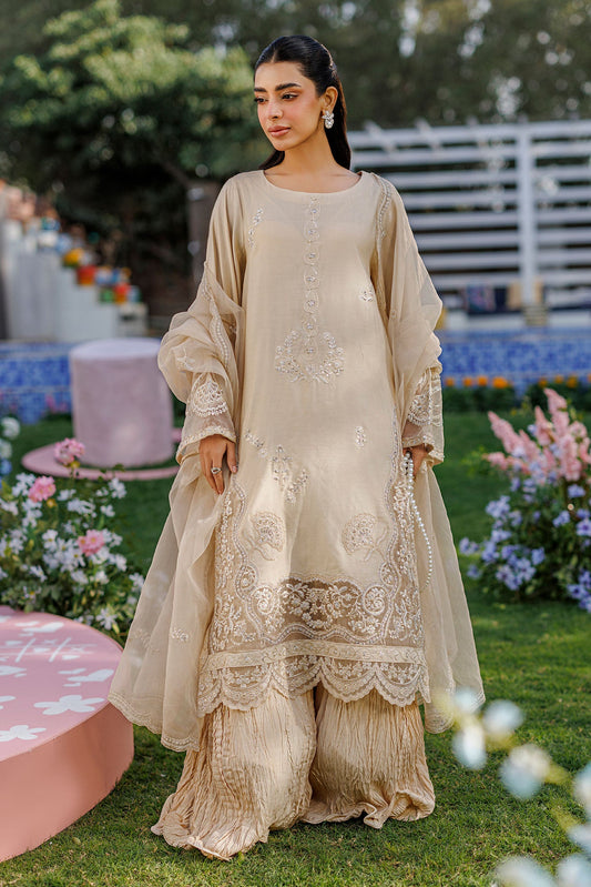 Dhanak | Signature Pret | BEIGE 2PCS EMBROIDERED KURTA WITH TROUSER