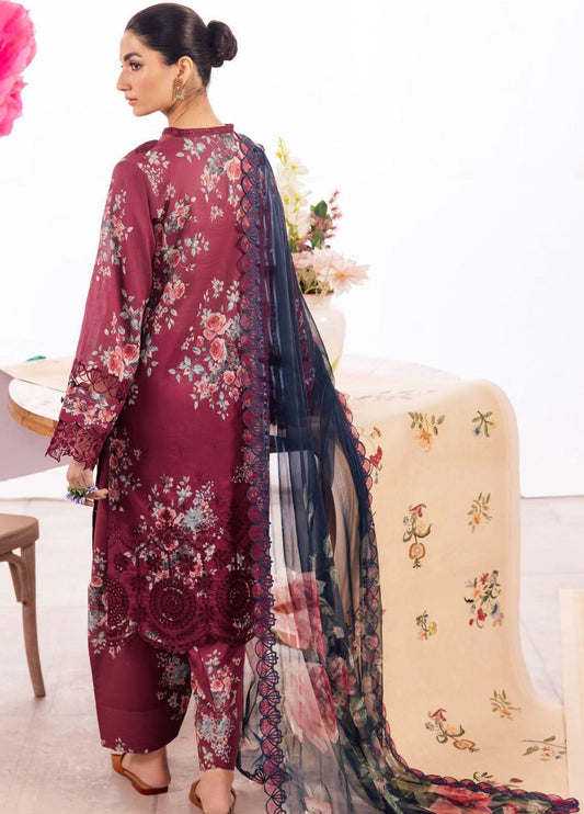 Iznik Dahlia Embroidered Luxury Lawn 3Pc Suit DL-11 SOLISTICE - House Of Anaya