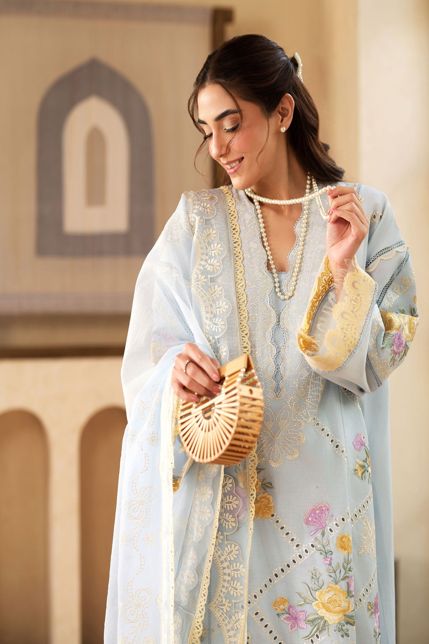 Maryam Hussain | Luxury Lawn 25 | Ocean - House Of Anaya