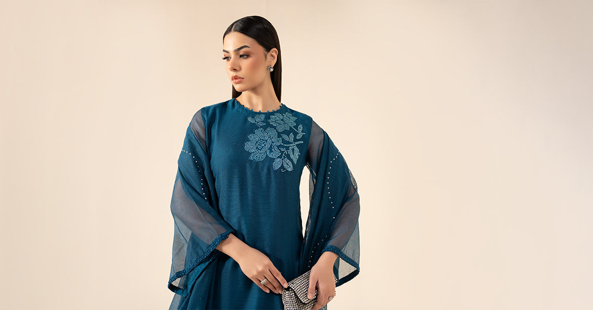 Maria B | Eid Collection 26 | 3 Piece Embellished Cotton Net Suit