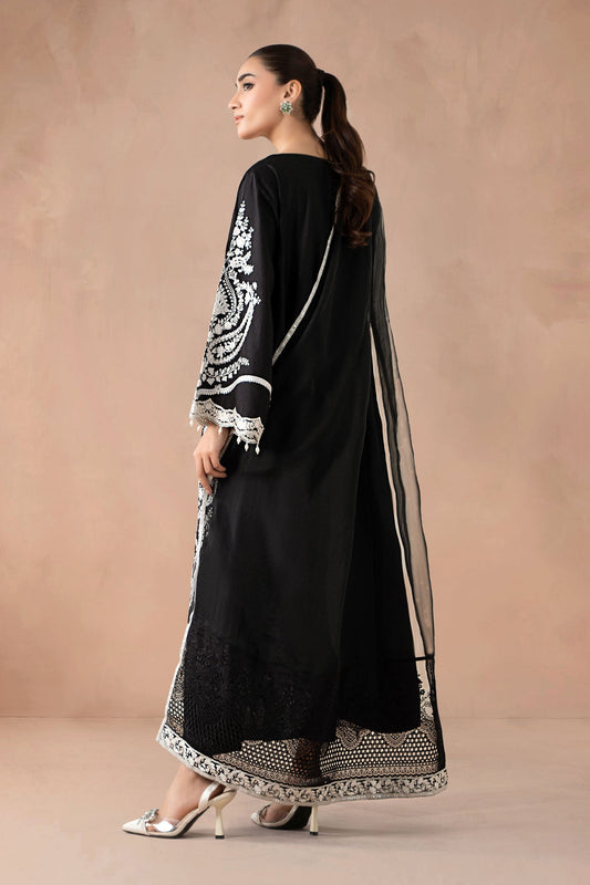 Maria B | Pre Fall Dresses | 3 Piece Embroidered Self Jacquard Suit Black