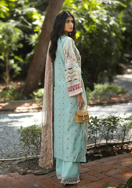 Elaf Premium | Signature Embroidered Lawn 24 | ESL-02B PEARLY ESSENCE - House Of Anaya