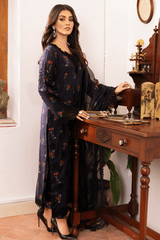 IZNIK Dastaan Premium Embroidered Lawn 3Pc Suit IDL-04 DIMAH - House Of Anaya