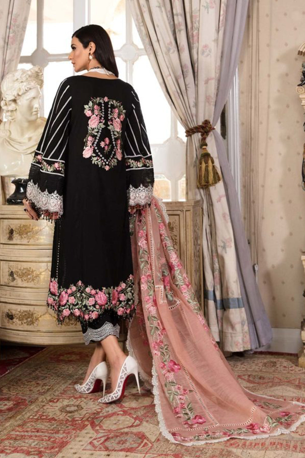 Crimson Luxury Lawn by Saira Shakira - TC-60 - Pleated Perfection - Midnight - Riwayat-e-khas