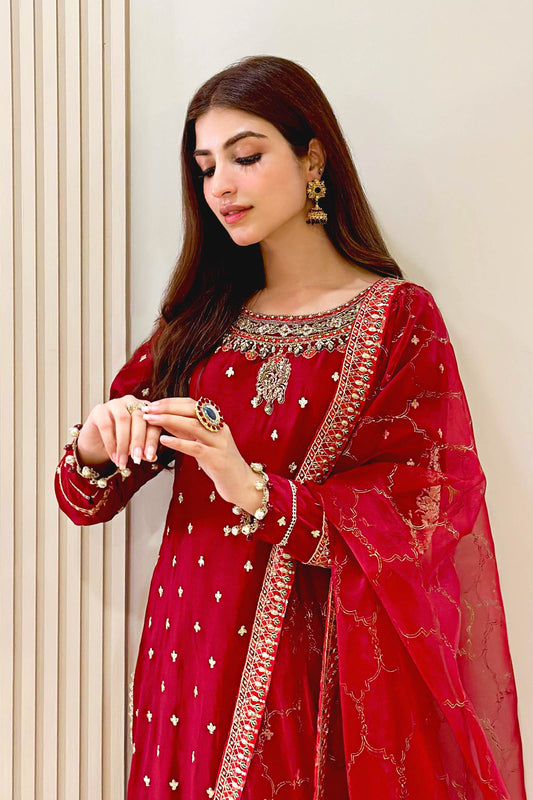 Maria B | Eid Collection 26 | 3 Piece Embroidered Raw Silk Suit