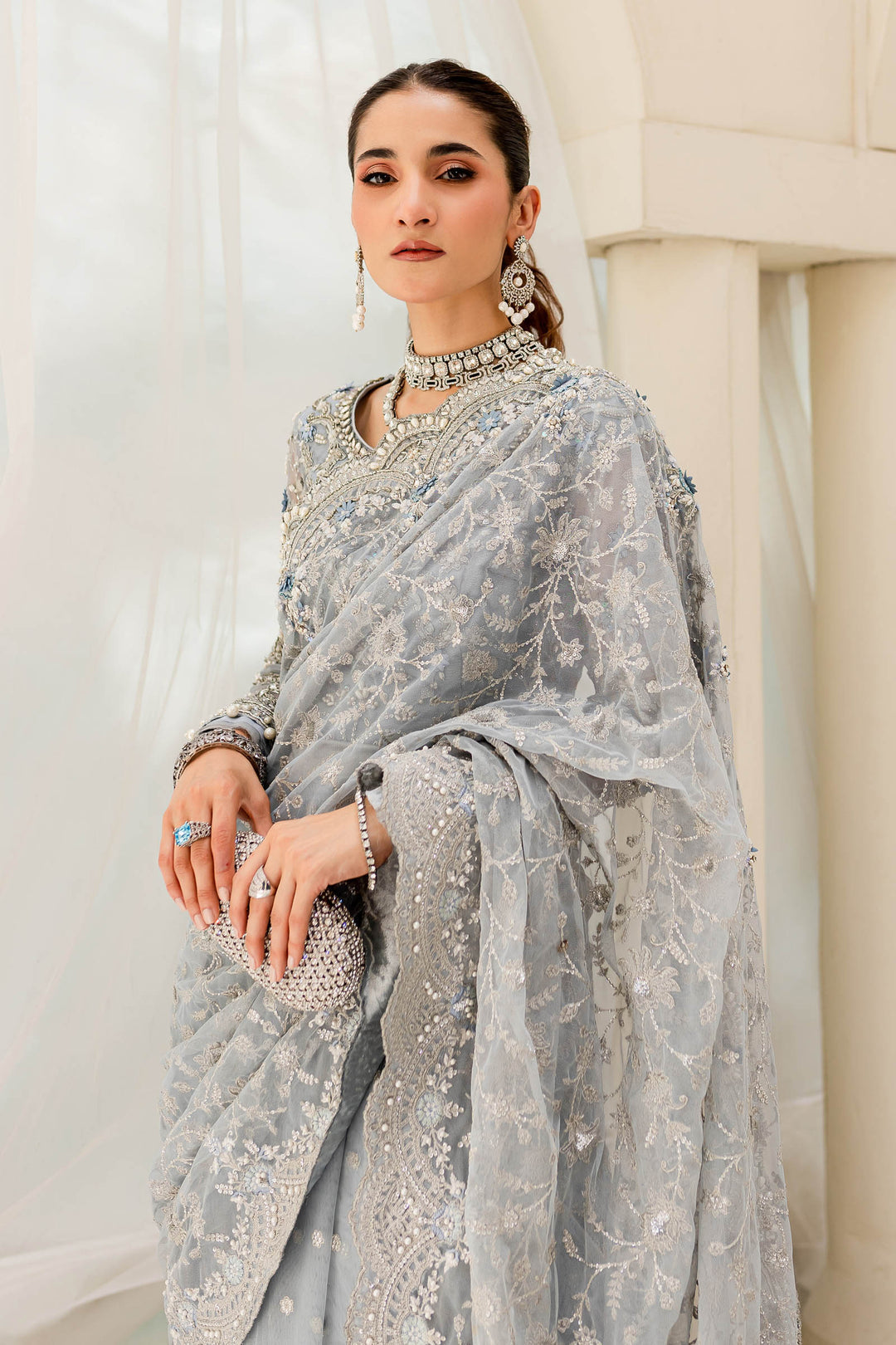 Maria B | Bridal Couture | Ice Blue MC-908 - House Of Anaya