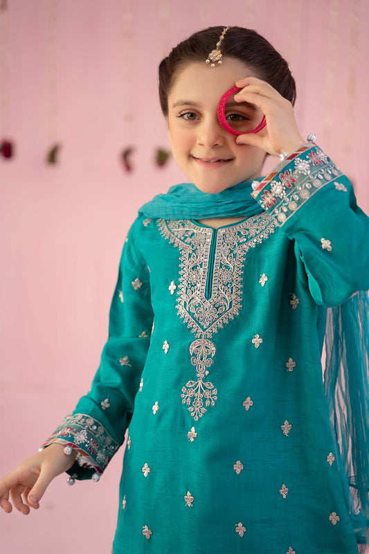 Maria B | 3 Piece Embroidered Raw Silk Suit | MKS-EF24-09 - Libasekhas