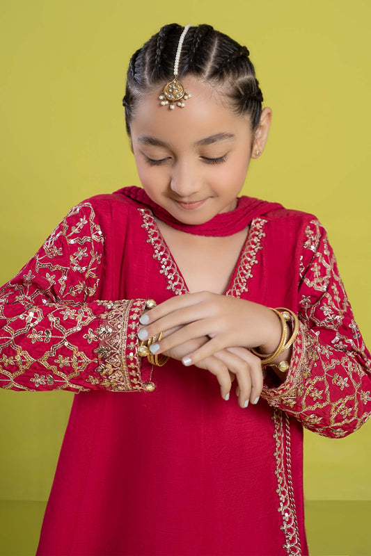 Maria B | 3 Piece Embroidered Raw Silk Suit | MKS-EF24-31 - Libasekhas