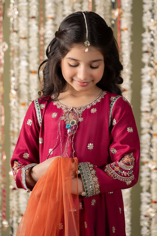 Maria B | 3 Piece Embroidered Raw Silk Suit | MKS-EF25-07 - Libasekhas