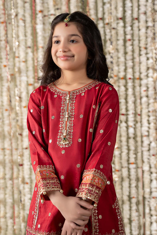Maria B | 3 Piece Embroidered Raw Silk Suit | MKS-EF25-25 - Libasekhas