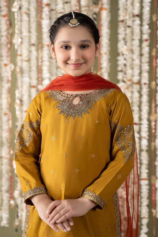 Maria B | 3 Piece Embroidered Raw Silk Suit | MKS-EF25-27 - Libasekhas