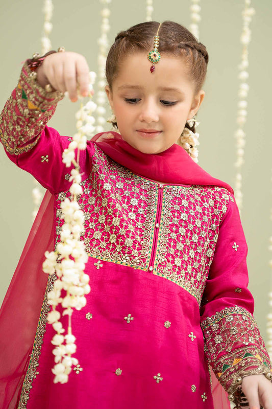 Maria B | 3 Piece Embroidered Raw Silk Suit | MKS-W24-13 - Libasekhas