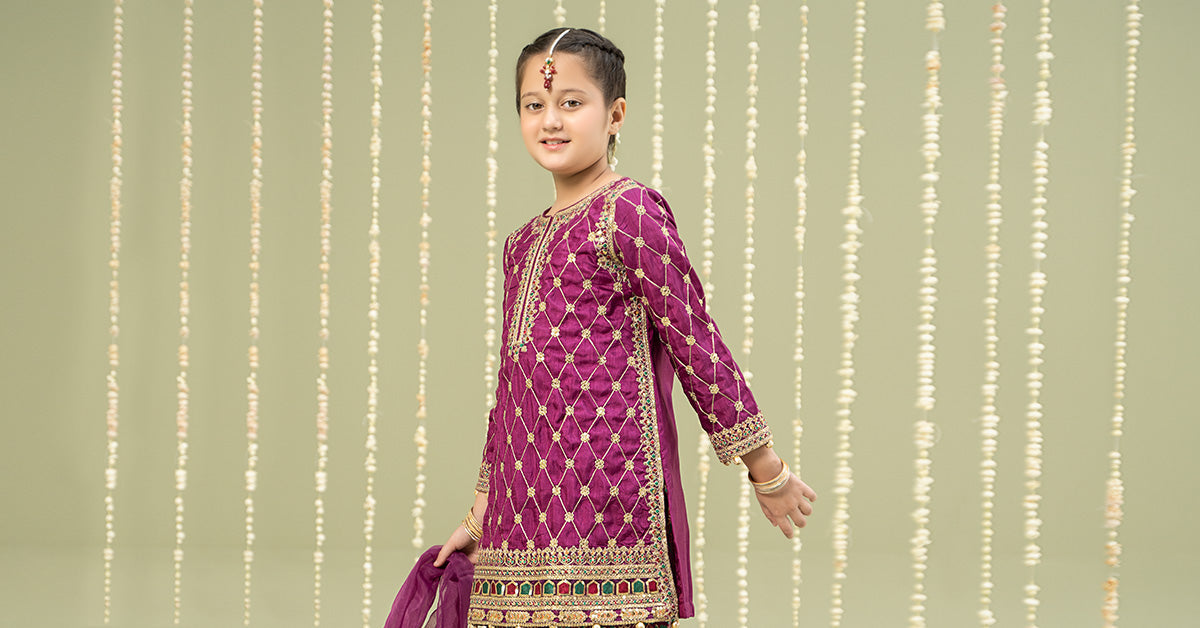 Maria B | 3 Piece Embroidered Raw Silk Suit | MKS-W24-28 - Libasekhas