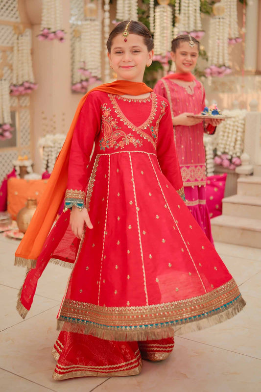 Maria B | 3 Piece Embroidered Raw Silk Suit | MKS-W24-02 - Libasekhas