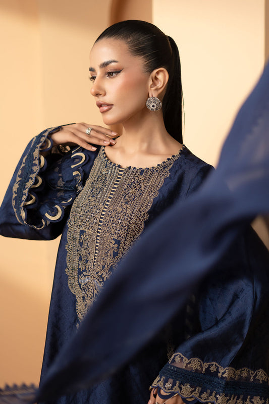 Maria B | Eid Collection 26 | 3 Piece Embroidered Self Tassel Silk Suit