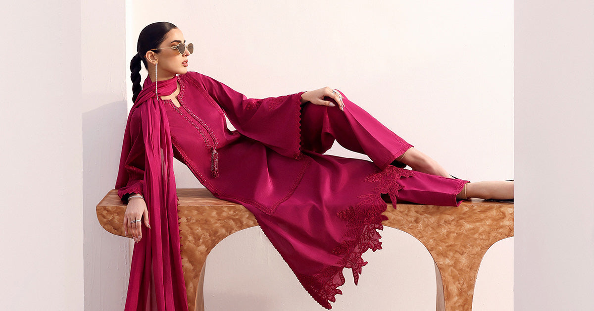 Maria B | Eid Collection Formals 26 | 3 Piece Embroidered Tassel Silk Suit