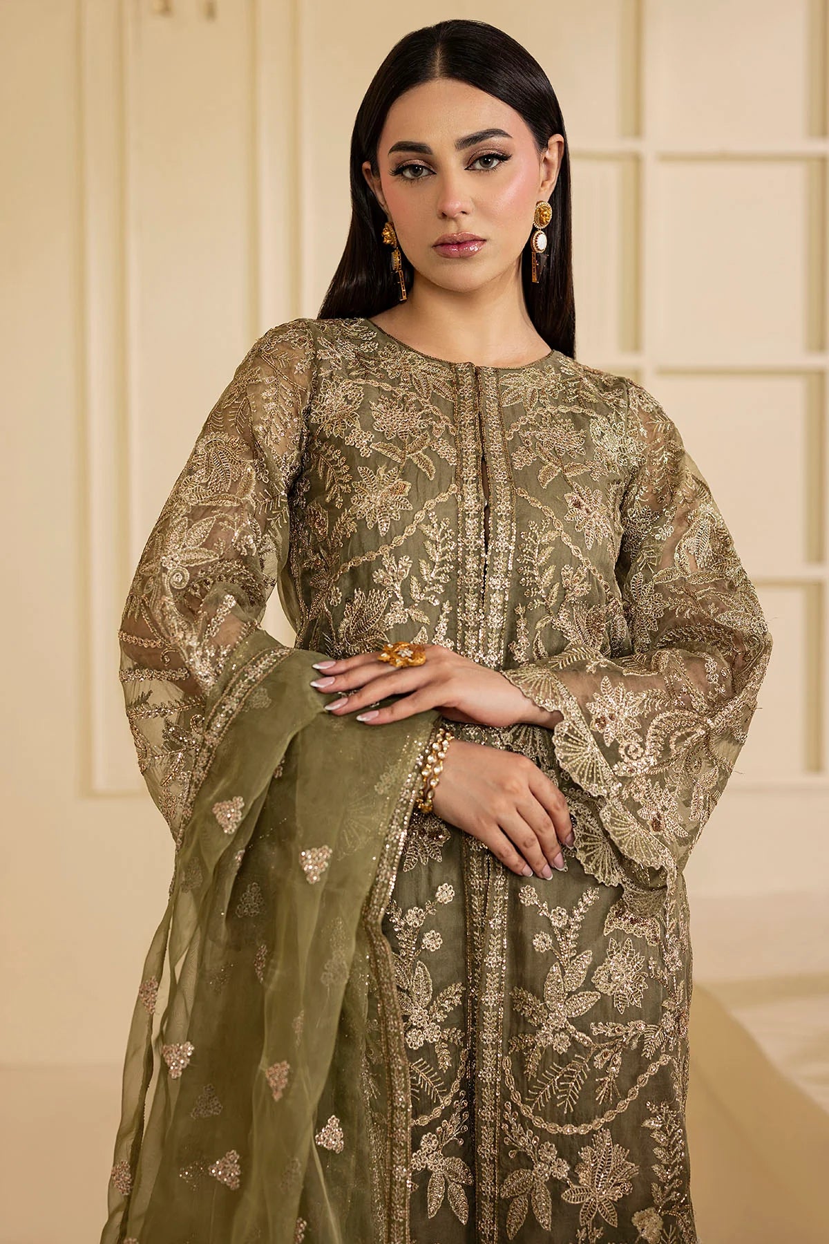 Motifz | EMBROIDERED ORGANZA | 5137-GREEN