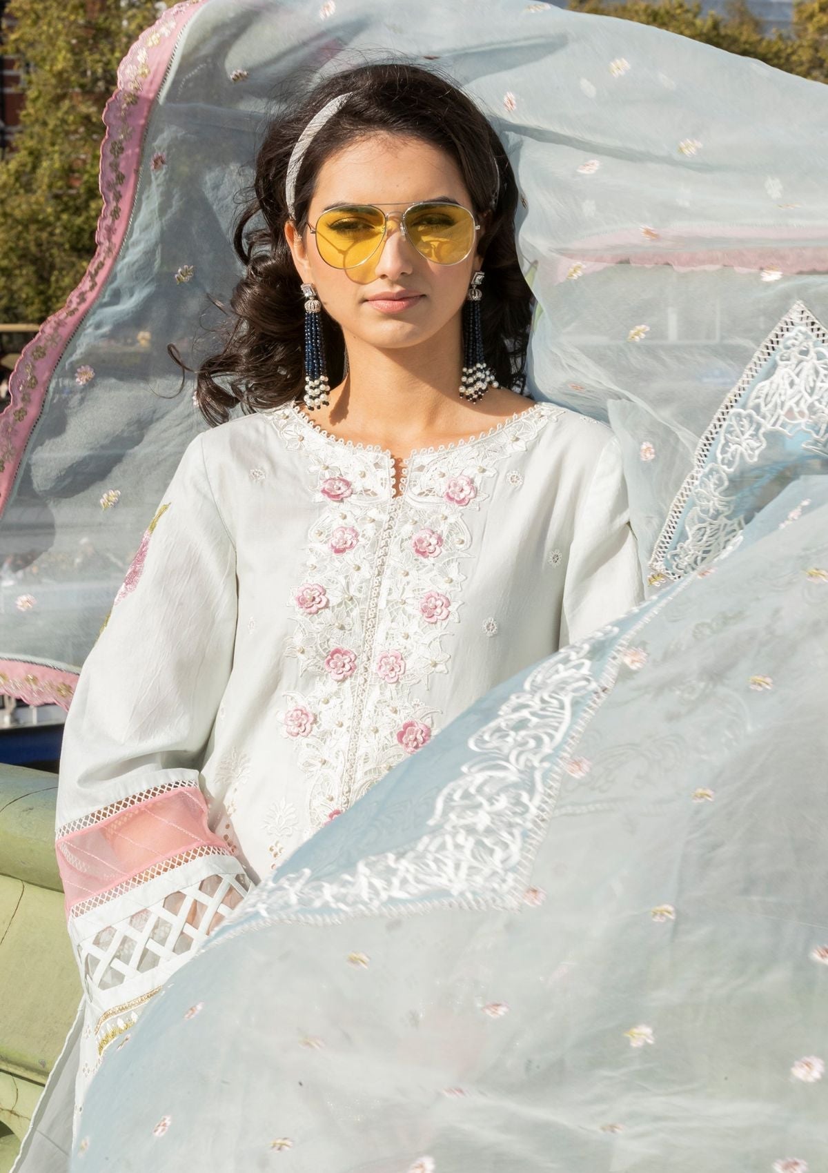 Meem | Luxury Eid Lawn 24 | MD-09 LIGHT BLUE - House Of Anaya