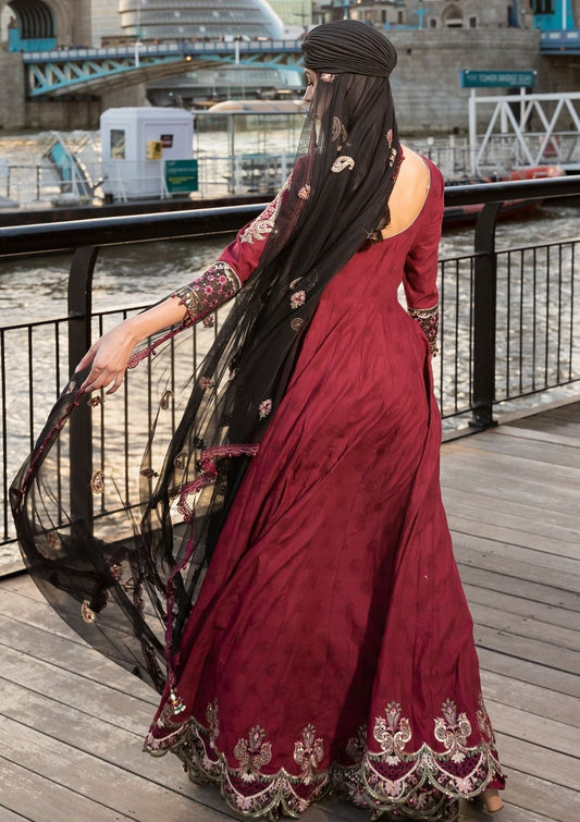 Meem | Luxury Eid Lawn 24 | MD-11 MAROON - House Of Anaya