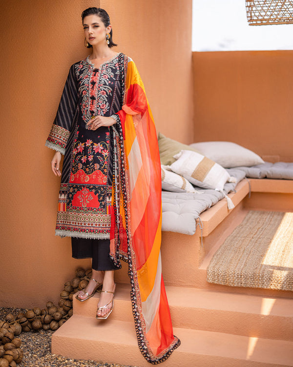 Roheenaz | Azalea Printed Lawn 24 | Midnight Mirage - House Of Anaya