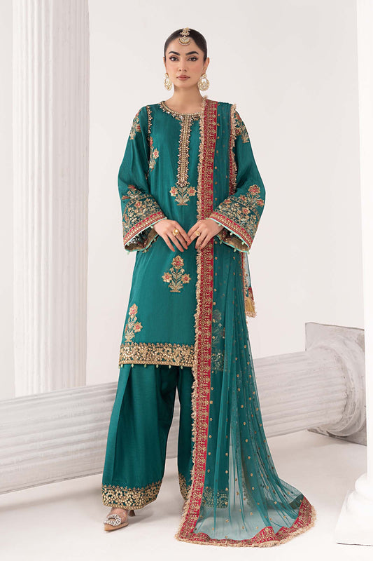 Maria B | Eid Collection Formals 26 | 3 Piece Embroidered Raw Silk Suit